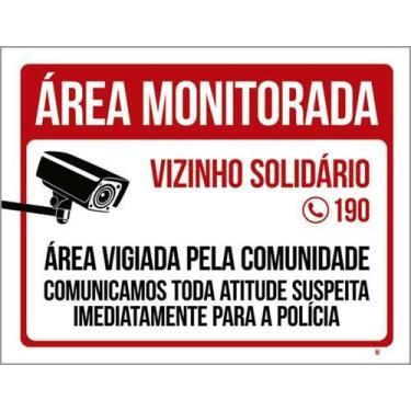 Imagem de Placa Sinalização - Área Monitorada Vizinho Solidária 36X46 - Sinalizo