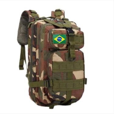 Imagem de Mochila Tática Militar Impermeável Reforçada 30l camping + patch do br