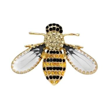 Imagem de Broche De Abelha Colorido Com Esmalte E Strass De Cristal, Joia Animal