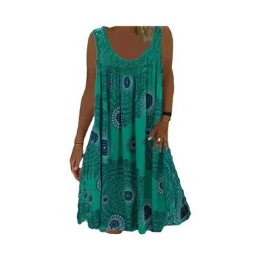 Imagem de Vestido Feminino Casual De Verão Com Estampa Digital, Ombro a Ombro, T