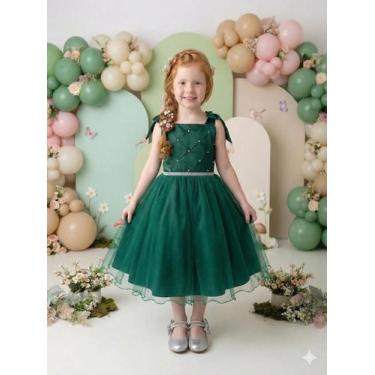 Imagem de Vestido Verde Esmeralda Marie Mariely Infantil Eventos Festa Luxo, 12