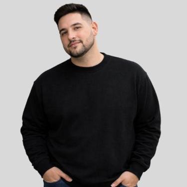 Imagem de Blusão Moletom Masculino Plus Size Gola Redonda Canelada- Basicamente-Masculino