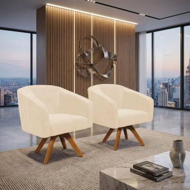 Imagem de Kit 2 Poltronas Decorativas Stella Giratória Couro Sintético Verde D`Rossi