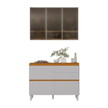 Imagem de Armário De Cozinha Completa 4 Portas 4 Gavetas Lais Madeirado/fendi Ma