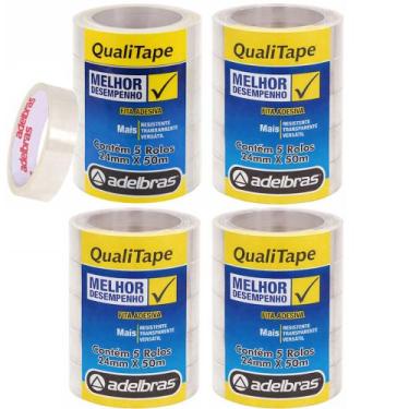Imagem de Kit com 20 Fita Adesiva Adelbras Qualitape 24mm x 50 metros