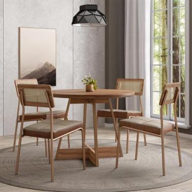 Imagem de Conjunto Sala de Jantar 4 Cadeiras Paraíso Carraro Nogal
