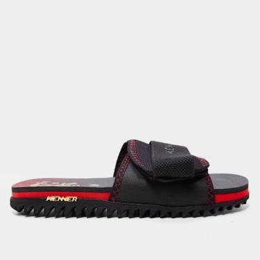Imagem de Sandália Kenner Flamengo Kivah Slide Masculina, Preto, Vermelho, 36
