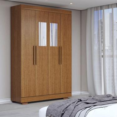 Imagem de Guarda-Roupa Solteiro Splendore 4 Portas 2 Gavetas com Espelho 100% Mdf com Pé Cinamomo...