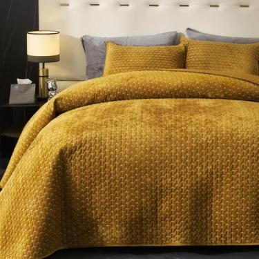 Imagem de Conjunto de roupa de cama de edredão Powdion Velvet Queen com 2 fronha