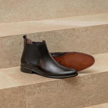 Imagem de Bota Chelsea Masculina Couro Bovino 42 Calçado Masculino Cano Curto Pr