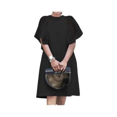 Imagem de Vestido Feminino Vintage Com Patchwork De Malha, Vestido Mini De Verão