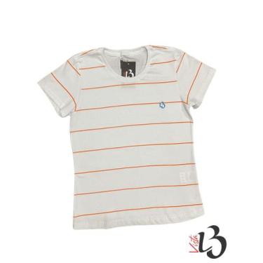 Imagem de Baby Look Listrada - Branca / Laranja - VISTA LB, G1