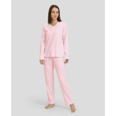 Imagem de Pijama Feminino Cetim com Renda Rosa Lohe, Rosa, XXG