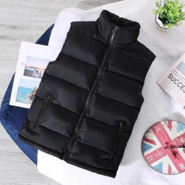 Imagem de Colete Masculino Slim Fit Sem Mangas Branco Com Gola Alta Casual Quent
