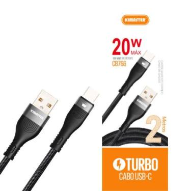 Imagem de Cabo carregamento turbo 2m usb-c (android) preto cb766 - Kimaster