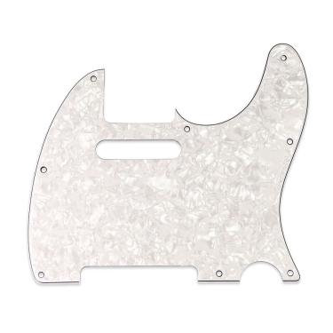 Imagem de Escudo para Guitarra Tele 62 Branco Perolado 3 Camadas 8 Furos 2,3mm Acrílico Spirit 310-WHP