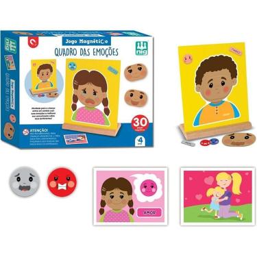 Imagem de Brinquedo Educativo Quadro das Emoções 30 Peças Magnéticas Desenvolvimento Emocional Nig Brinquedos