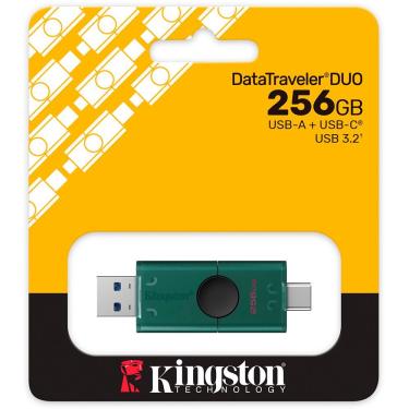 Imagem de Pendrive Datatraveler Duo 256GB USB 3.2 e USB-C 10Gbps Verde Kingston