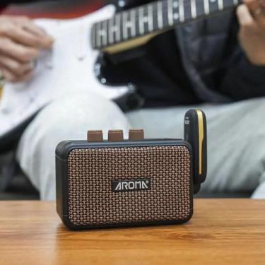 Imagem de Amplificador de Guitarra Aroma 5W Bluetooth AG04 Compacto Mini Pequeno