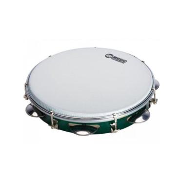 Imagem de Pandeiro Acrílico 10" Verde com Pele Leitosa e Ferragens Cromadas PHX Instrumentos 25CM