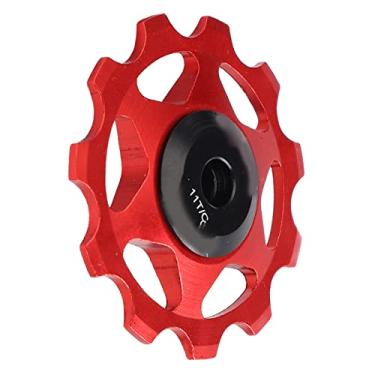 Imagem de Polia de rolo de guia de roda de bicicleta, 11T estável de alta compatibilidade, rolamento embutido, polia de câmbio traseiro para eixos de 4/5/6 mm (vermelho)