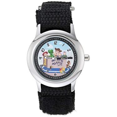 Imagem de Disney Relógio infantil Toy Story aço inoxidável Time Teacher analógico quartzo pulseira de nylon, Preto, Relógio de quartzo