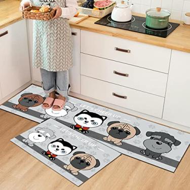 Imagem de Tapete de cozinha acolchoado, confortável, antifadiga, antiderrapante, tapetes e tapetes de cozinha, impermeável, tapete de cozinha, tapete de mesa para cozinha, pia, escritório, 50 x 80 cm + 50 x 150 cm