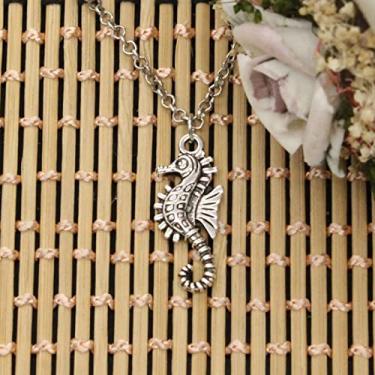 Imagem de EDCRFV Pingente Hipocampo Cavalo Marinho Charme Curto Longo DIY Colar Feito à Mão