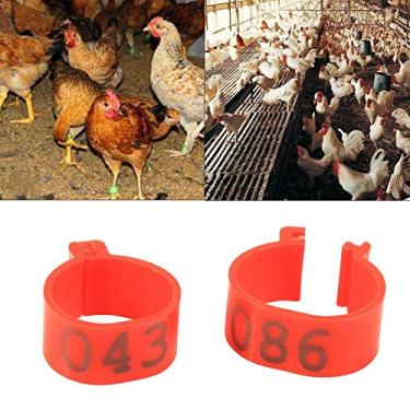 Imagem de 100pcs 16mm clipe em bandas de perna de frango número 001-100 bandas de perna numeradas para galinhas patos galinhas bandas de perna de aves para pomba pintinhos galinha papagaio pássaros identificação (vermelho)