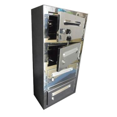 Imagem de Caixa Correio Condomínio Frontal Chapa Inox e Chave 4 Módulo