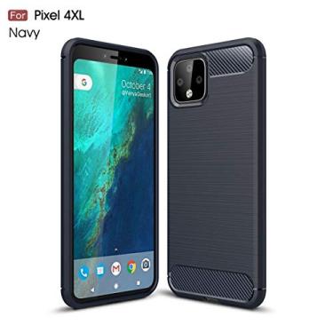 Imagem de YUNCHAO Caixa de telefone TEXTURA DE TEXTURA escovada Caixa TPU de fibra de carbono para Google Pixel 4xl capa para celular
