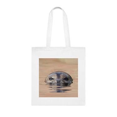 Imagem de Sacola de natação Common Seal Is Swiming, presente divertido, bolsa de ombro, bolsas reutilizáveis, cesta de Natal de aniversário, ideia de presente, Branco