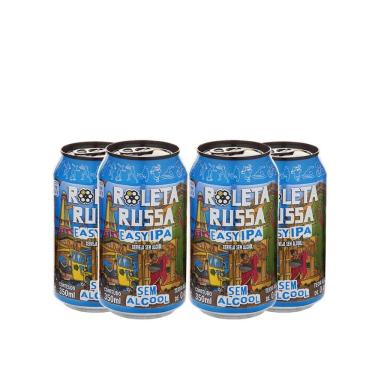 Imagem de Pack 4 Cervejas Roleta Russa Easy IPA S/ Gluten e S/ Álcool 350ml