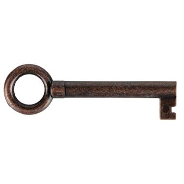 Imagem de Chave de esqueleto de barril vazado banhada a bronze para portas de armário, gavetas de cômoda, relógios avôs - antigo, vintage, móveis antigos | KY-13