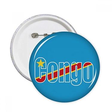Imagem de Broche redondo com nome da bandeira do país do Congo Emblema de botão para decoração 5 peças