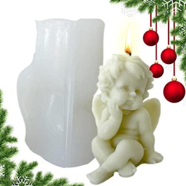 Imagem de vela Little Angel - moldes silicone para fabricação cera, vela 3D Little Angel, bolo chocolate para fondant faça você mesmo, sabonete, velas aromaterapia artesanato Ngumms