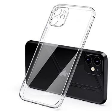 Imagem de Capa transparente de revestimento de luxo para iPhone 11 12 13 14 Pro Max Square Frame Silicone Clear Back Cover Case, Transparente, para iPhone 14 Pro