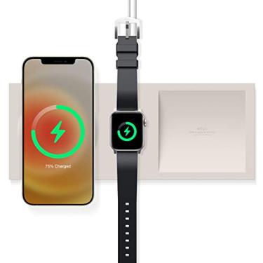 Imagem de elago Bandeja de carregamento Duo compatível com carregador MagSafe e compatível com carregador Apple Watch, compatível com iPhone 16/15/14/13/12, capa sem fio AirPods [pedra][cabo de carregamento não