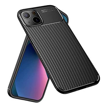 Imagem de Capa Capinha Anti Impacto Para iPhone 13 Mini, 13, 13 Pro e 13 Pro Max - Case Com Desenho Fibra De Carbono Shock Queda (Preta, iPhone 13)