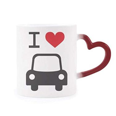 Imagem de Caneca sensível ao calor I Love Red Heart com estampa de carro vermelha que muda de cor
