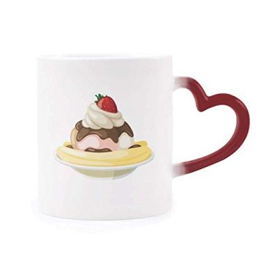 Imagem de Caneca Moranguinho Banana Sweet Ice Cream sensível ao calor Caneca vermelha que muda de cor
