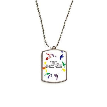 Imagem de LGBT Colar de aço inoxidável com pingente de bandeira de arco-íris Yap I Am Men