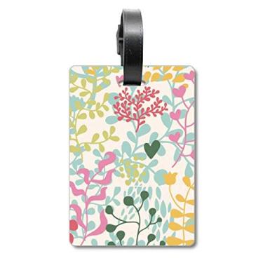 Imagem de Bolsa de viagem com tinta de flor de folha multicolorida, etiqueta para cartão de bagagem