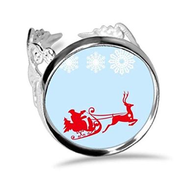 Imagem de DIYthinker Anel de noivado ajustável com estampa de flocos de neve de trenó de alce de Natal