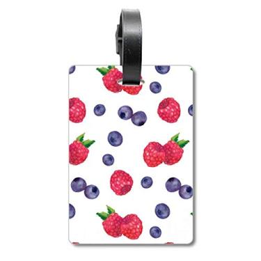 Imagem de Blueberry — Bolsa de viagem com estampa de frutas de morango e etiqueta para cartão de bagagem