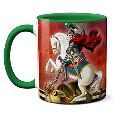 Imagem de Caneca Andarei Vestido Com As Forças De São Jorge Amém (Verde)