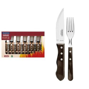 Imagem de Jogo Churrasco Inox 12 Peças Polywood Castanho - 21199996 - Tramontina