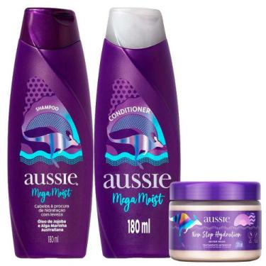 Imagem de Kit Shampoo Aussie Mega Moist Super Hidratação 180ml + Condicionador 1