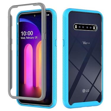 Imagem de Generic Capa protetora para LG V60 ThinQ 5G, proteção de camada dupla com para-choque frontal de PC + capa traseira antiderrapante, azul claro