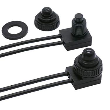 Imagem de TWTADE 2 peças Interruptor de botão de pressão RV à prova d'água 12V liga/desliga SPST para motocicleta/carro automotivo com 4" linhas CAR-W